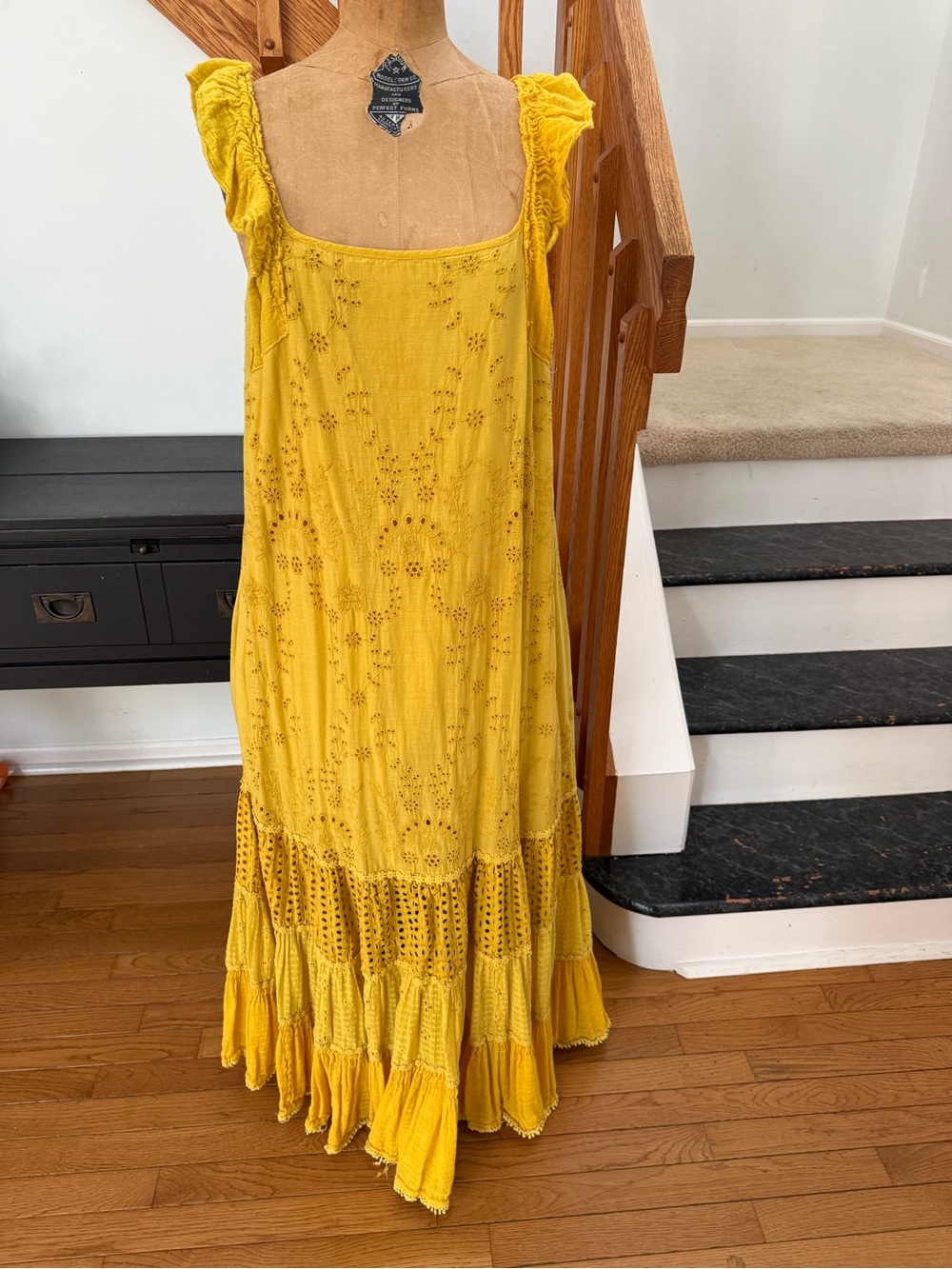 Anthropologie Sunny Yellow Royal Jain Eyelet Maxi Dress